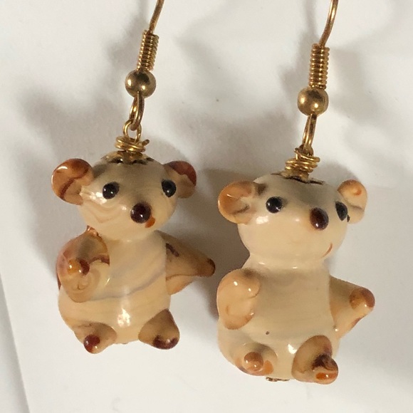 Hand Blown Glass Squirrel Earrings - Picture 2 of 5